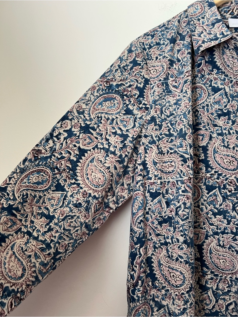 Pure Jill Floral Paisley Maxi Dress Blue Pink Organic Cotton Button Front M NEW - Picture 6 of 16